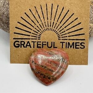 Heart Brooch Red Jasp Gem Stone Valentine Pin Witchy Worry Rock Lapel Shape Love